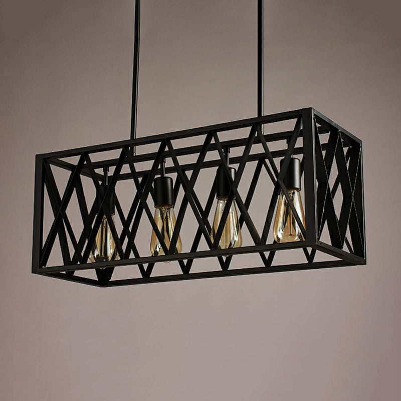 Metal Rectangular Shape Island Pendant Industrial Style Island Pendant Lighting