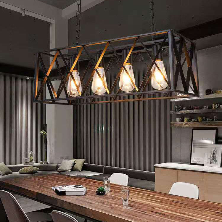 Metal Rectangular Shape Island Pendant Industrial Style Island Pendant Lighting