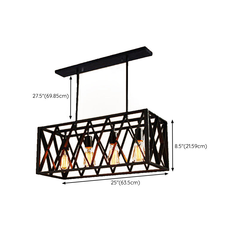 Metal Rectangular Shape Island Pendant Industrial Style Island Pendant Lighting