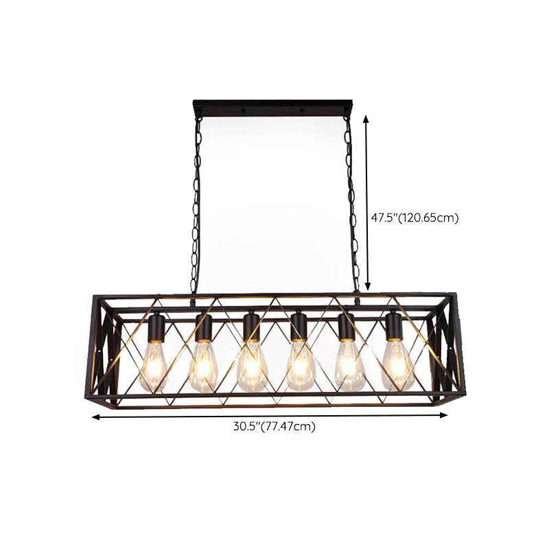 Metal Rectangular Shape Island Pendant Industrial Style Island Pendant Lighting