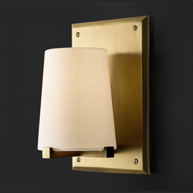 Modern Metal Wall Sconce Cone Shape Wall Light with Fabric Shade for Bedroom