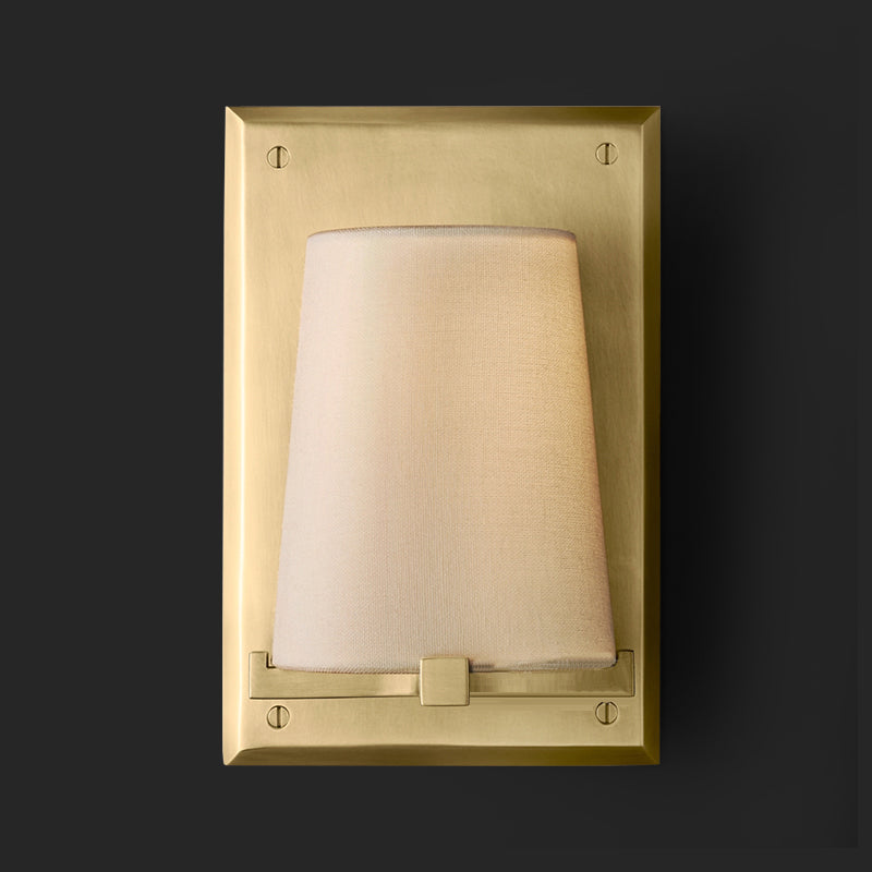 Modern Metal Wall Sconce Cone Shape Wall Light with Fabric Shade for Bedroom