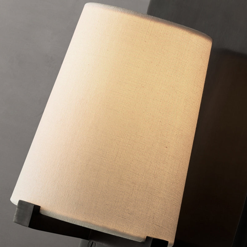 Modern Metal Wall Sconce Cone Shape Wall Light with Fabric Shade for Bedroom