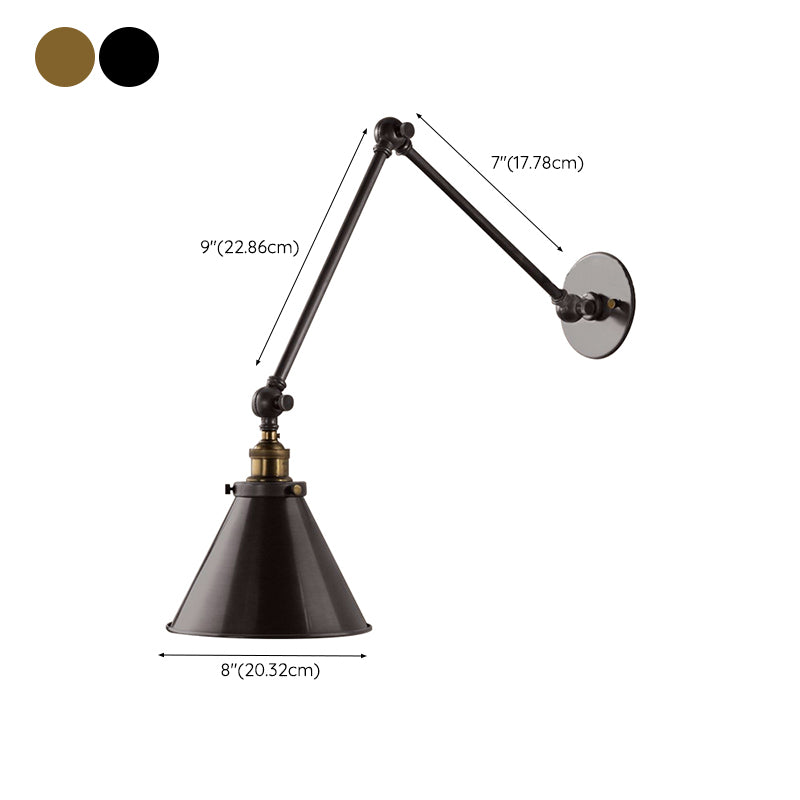 Modern Wall Sconce Cone Shape Wall Light with Metal Shade for Bedroom