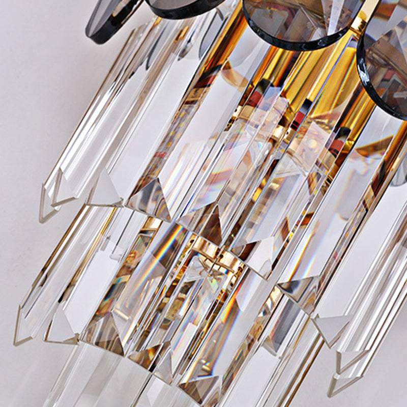 Modern Style Tiered Shape Wall Light Crystal 3 Light Sconces for Bedroom