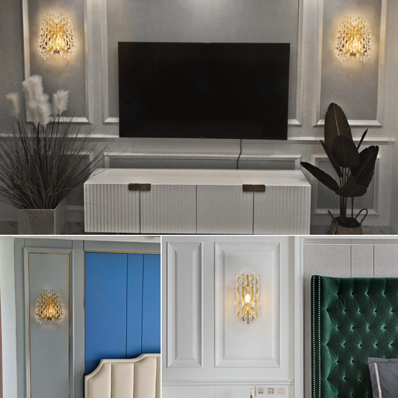 Modern Style Wall Light Crystal Sconces in Transparent for Bedroom