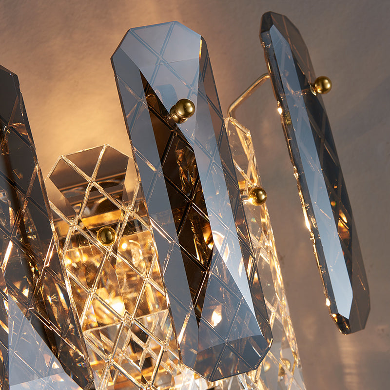 Modern Style Three-Tiered Wall Light Crystal 2 Light Sconces for Bedroom
