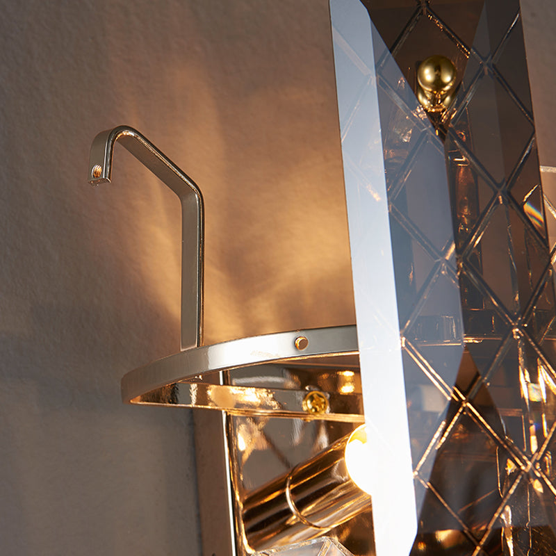 Modern Style Three-Tiered Wall Light Crystal 2 Light Sconces for Bedroom