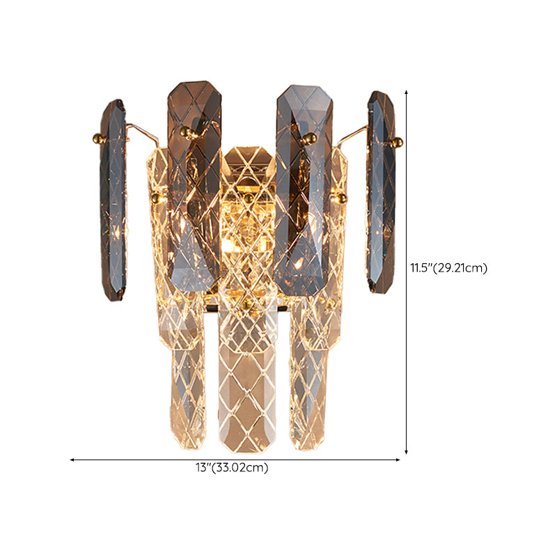 Modern Style Three-Tiered Wall Light Crystal 2 Light Sconces for Bedroom