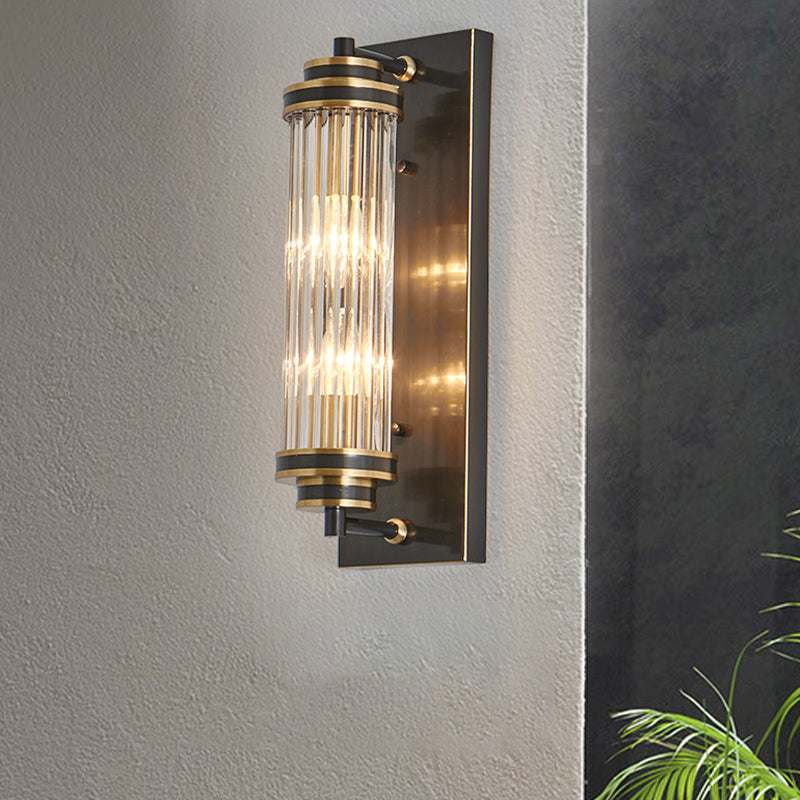 Modern Style Cylinder Shape Wall Light Crystal 2 Light Sconces for Bedroom