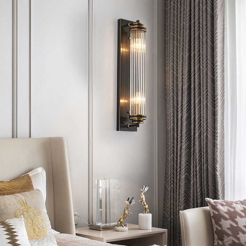 Modern Style Cylinder Shape Wall Light Crystal 2 Light Sconces for Bedroom