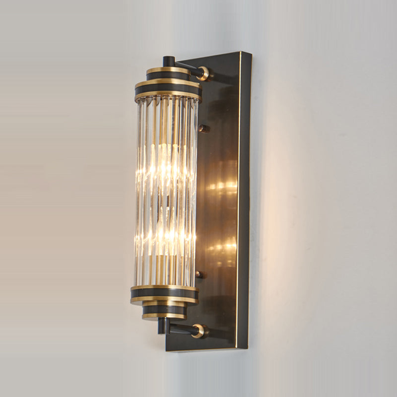 Modern Style Cylinder Shape Wall Light Crystal 2 Light Sconces for Bedroom