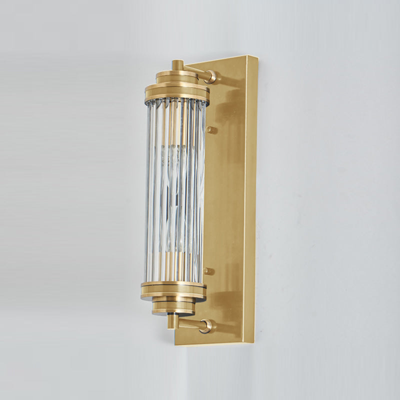 Modern Style Cylinder Shape Wall Light Crystal 2 Light Sconces for Bedroom