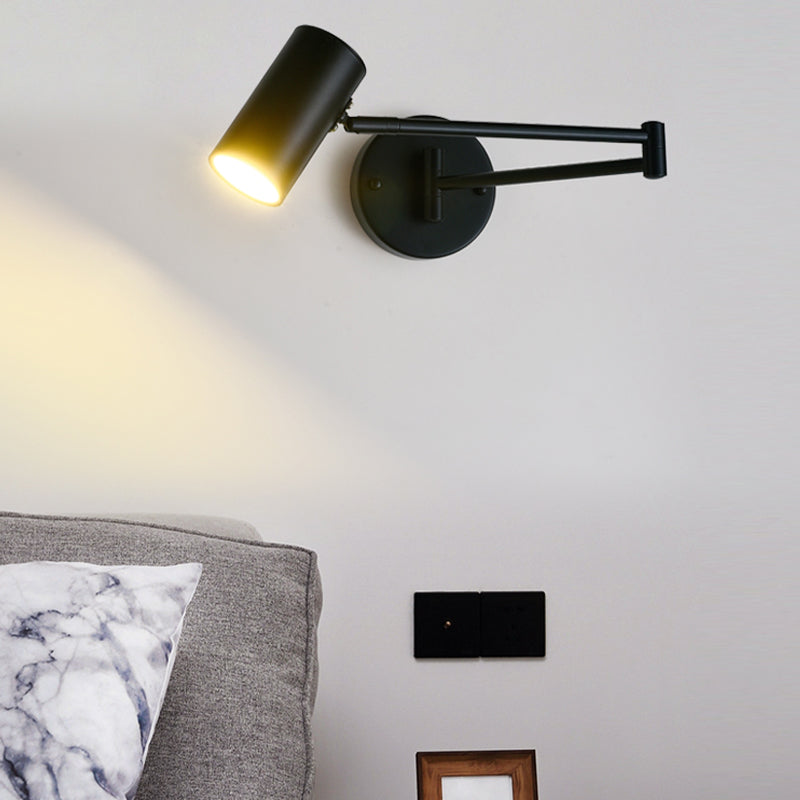 1 Light Swing Arm Flush Mount Wall Sconce Simplicity Metal Wall Mount Lamp