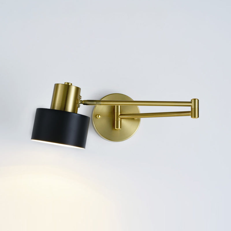 1 Light Swing Arm Flush Mount Wall Sconce Simplicity Metal Wall Mount Lamp