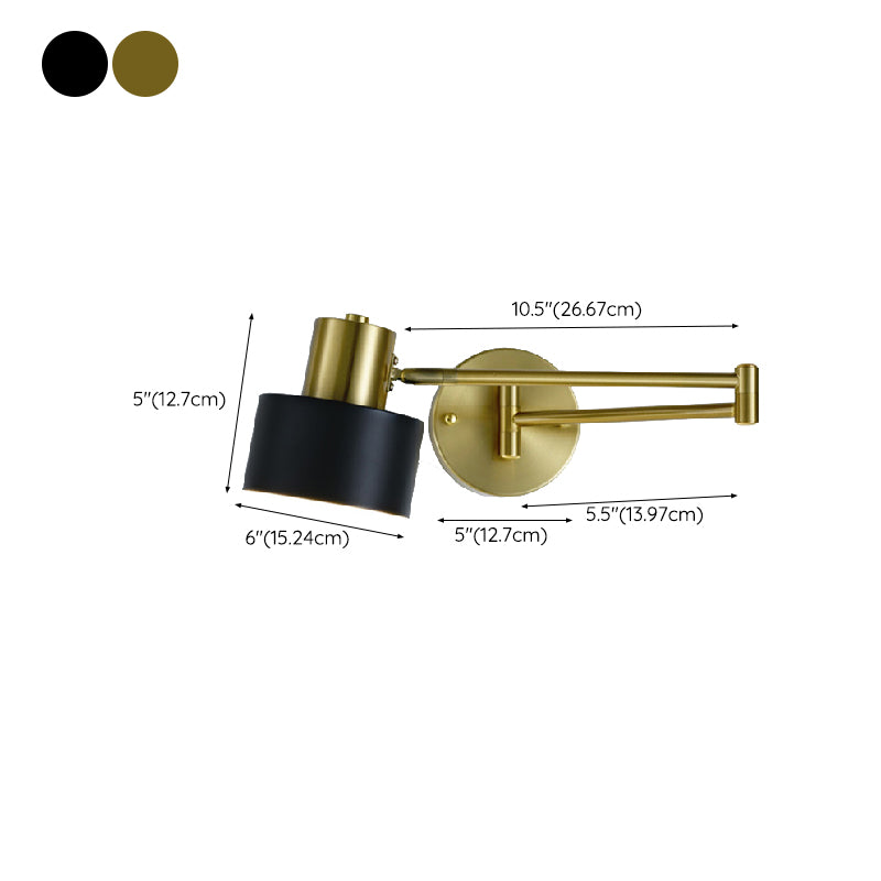 1 Light Swing Arm Flush Mount Wall Sconce Simplicity Metal Wall Mount Lamp