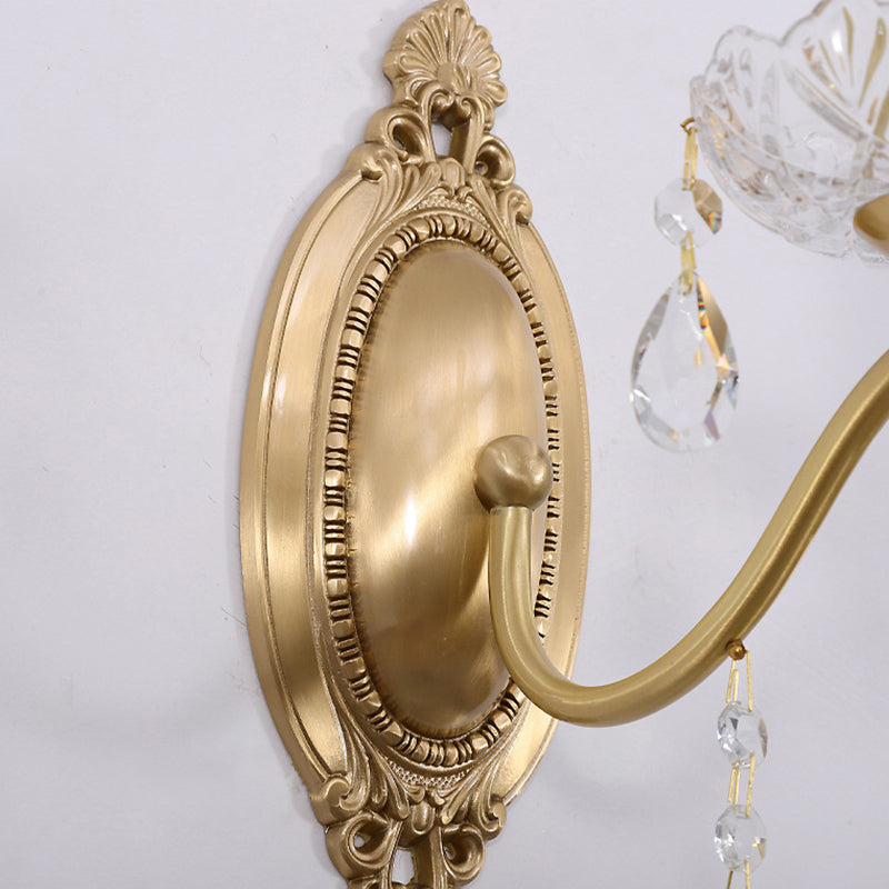 Crystal Candle Shape Wall Sconce Modern Style Multi Lights Wall Light Fixture in Brass