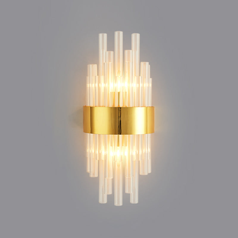 Modern Style Liner Wall Light Crystal 2 Light Sconces for Bedroom