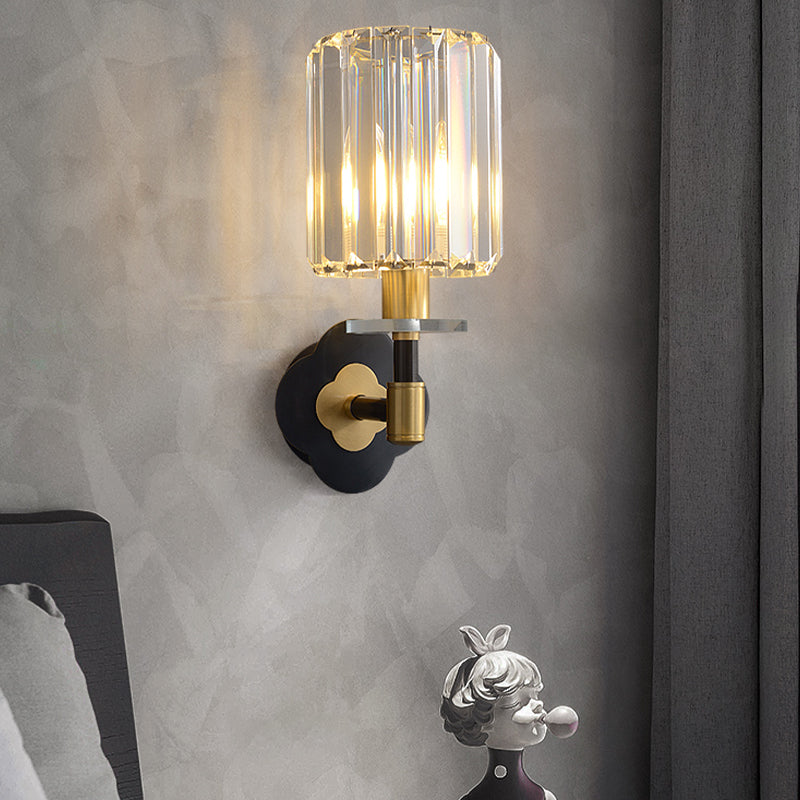 Modern Style Cylinder Wall Light Crystal 1 Light Sconces for Bedroom
