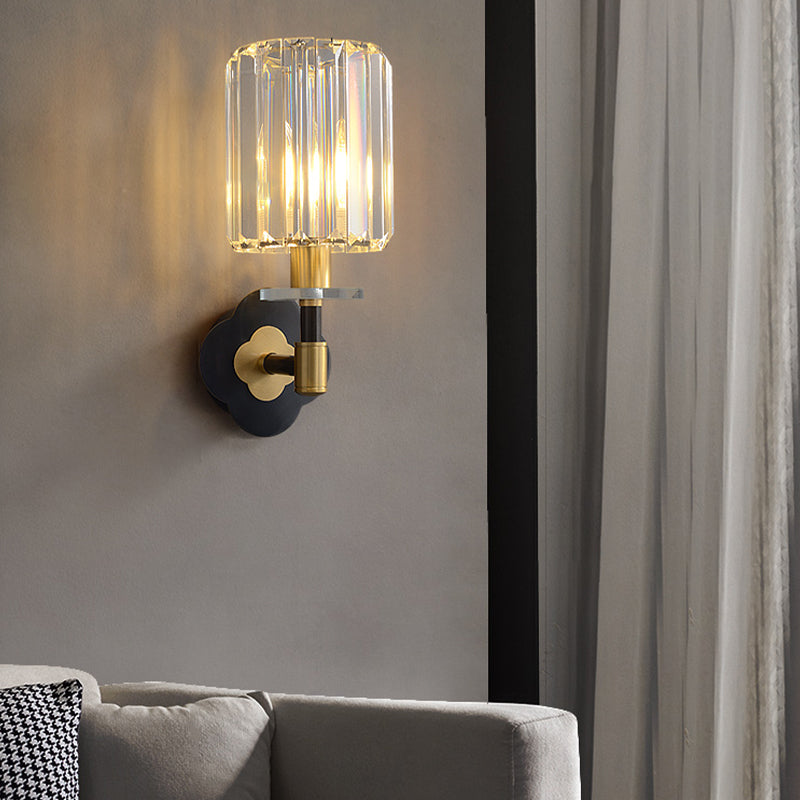 Modern Style Cylinder Wall Light Crystal 1 Light Sconces for Bedroom