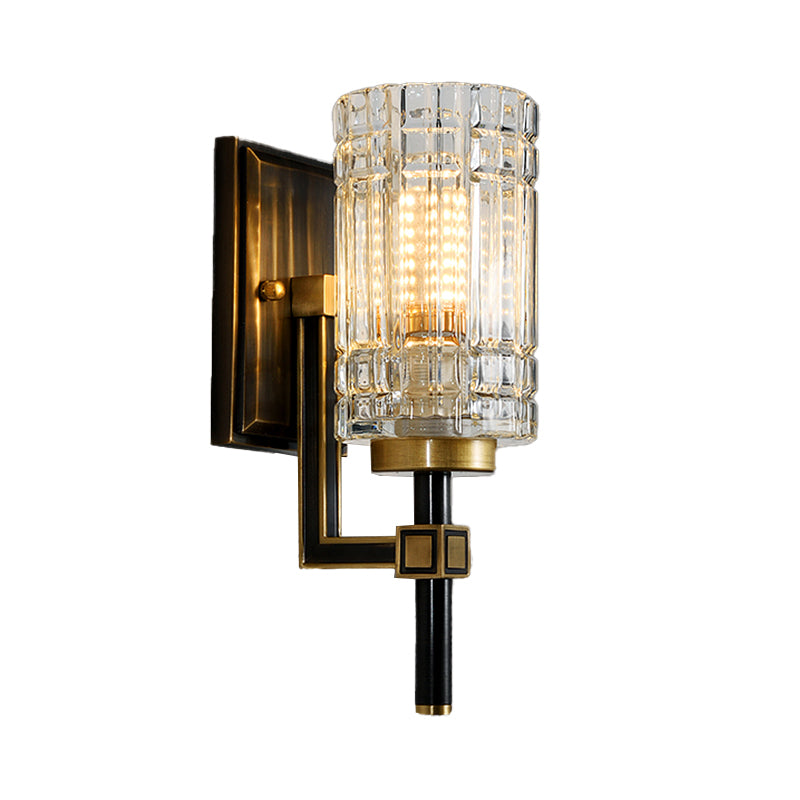 Modern Style Cylinder Shape Wall Light Crystal 1 Light Sconces for Living Room