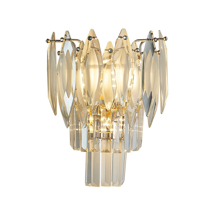 Modern Style Three-Tier Wall Light Crystal 3 Lights Sconces for Bedroom