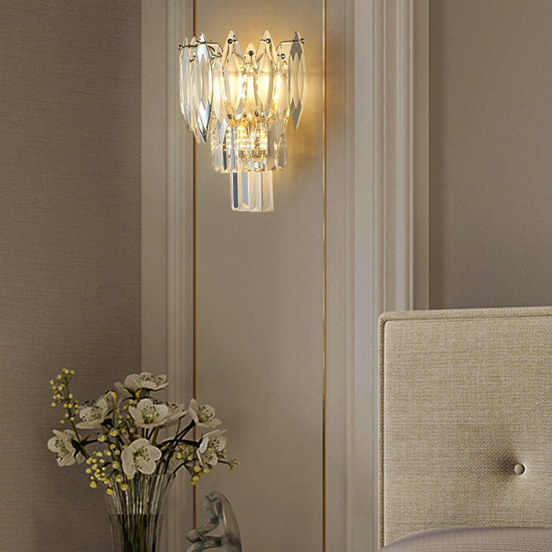 Modern Style Three-Tier Wall Light Crystal 3 Lights Sconces for Bedroom