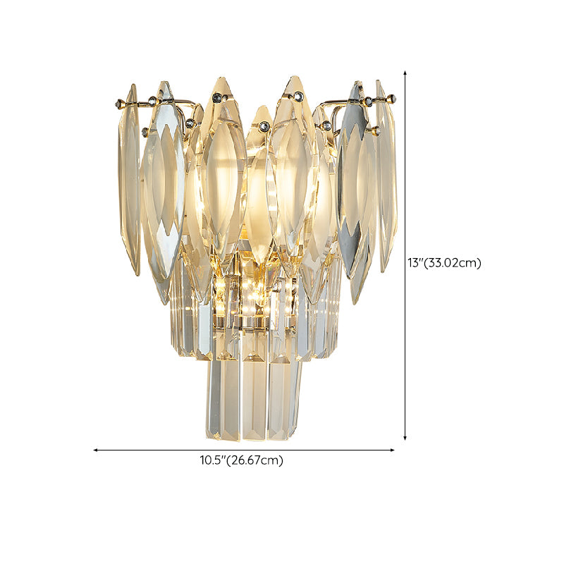 Modern Style Three-Tier Wall Light Crystal 3 Lights Sconces for Bedroom