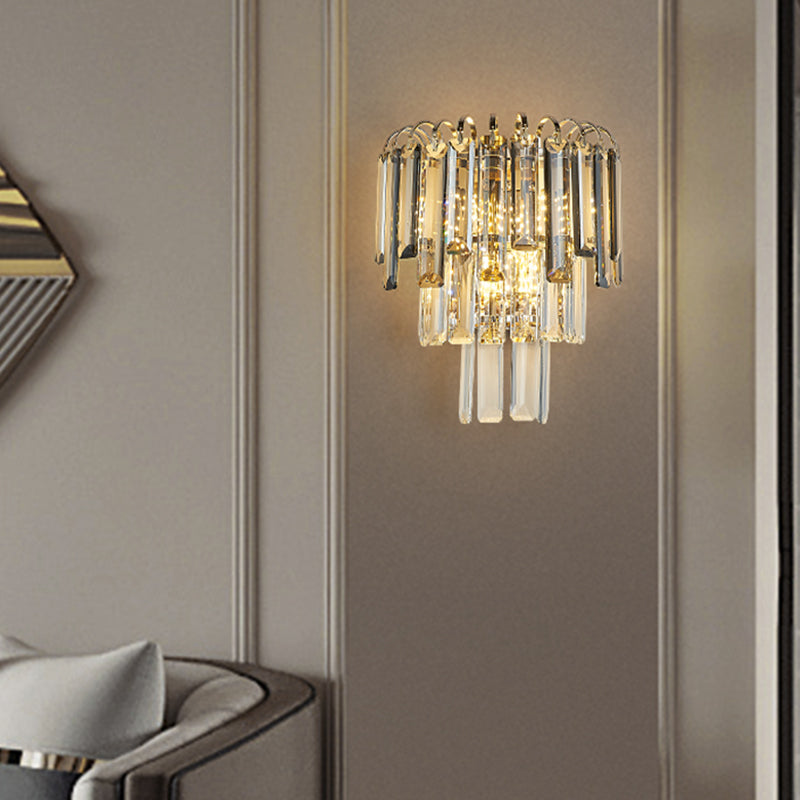 Modern Style 3 Tiers Wall Light Crystal 3 Lights Sconces for Bedroom