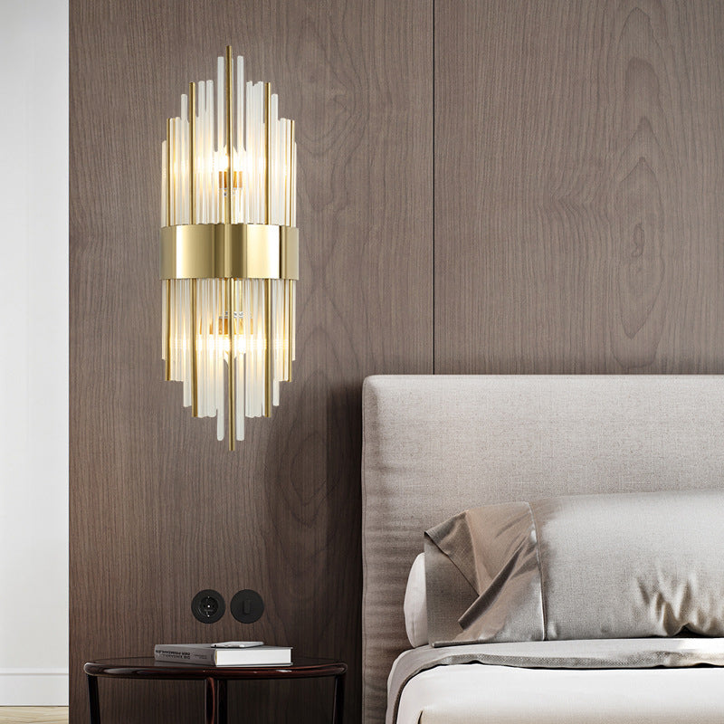 Crystal Geometric Shape Wall Sconce Modern Style 2 Lights Wall Light Fixture in Gold