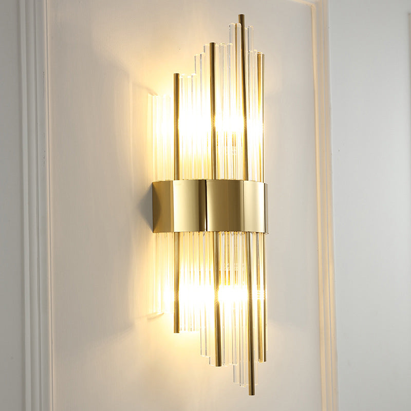 Crystal Geometric Shape Wall Sconce Modern Style 2 Lights Wall Light Fixture in Gold