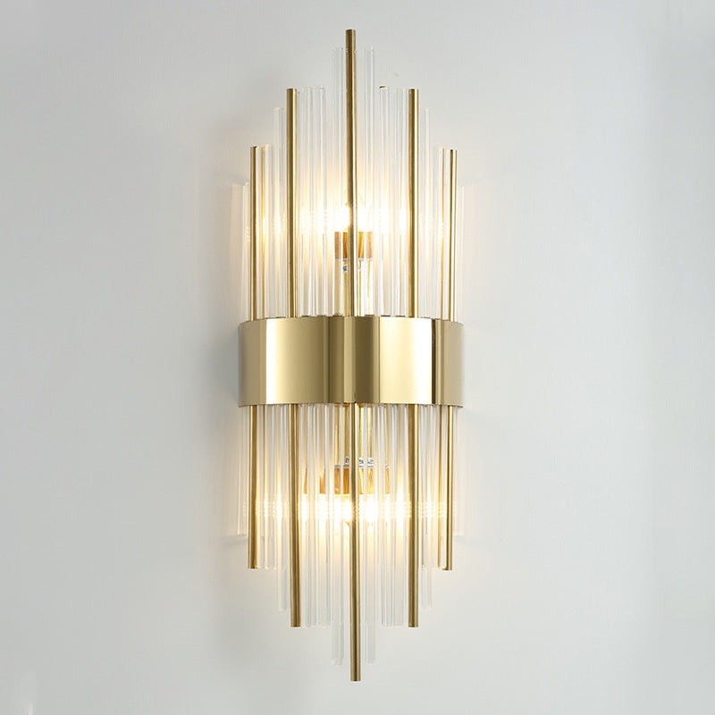 Crystal Geometric Shape Wall Sconce Modern Style 2 Lights Wall Light Fixture in Gold