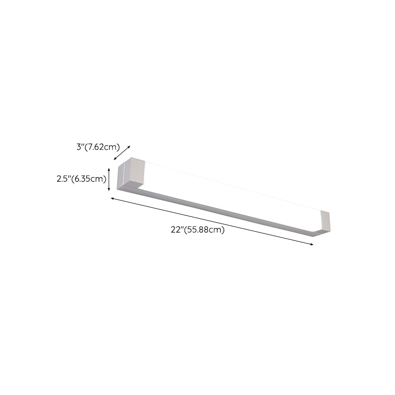 Aluminum LED Bath Lighting Fixture Rectangle Chrome Bathroom Vanity Light