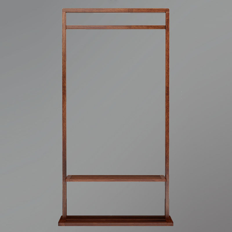 Contemporary Style Coat Hanger Solid Walnut Shelve Design Coat Rack for Living Room
