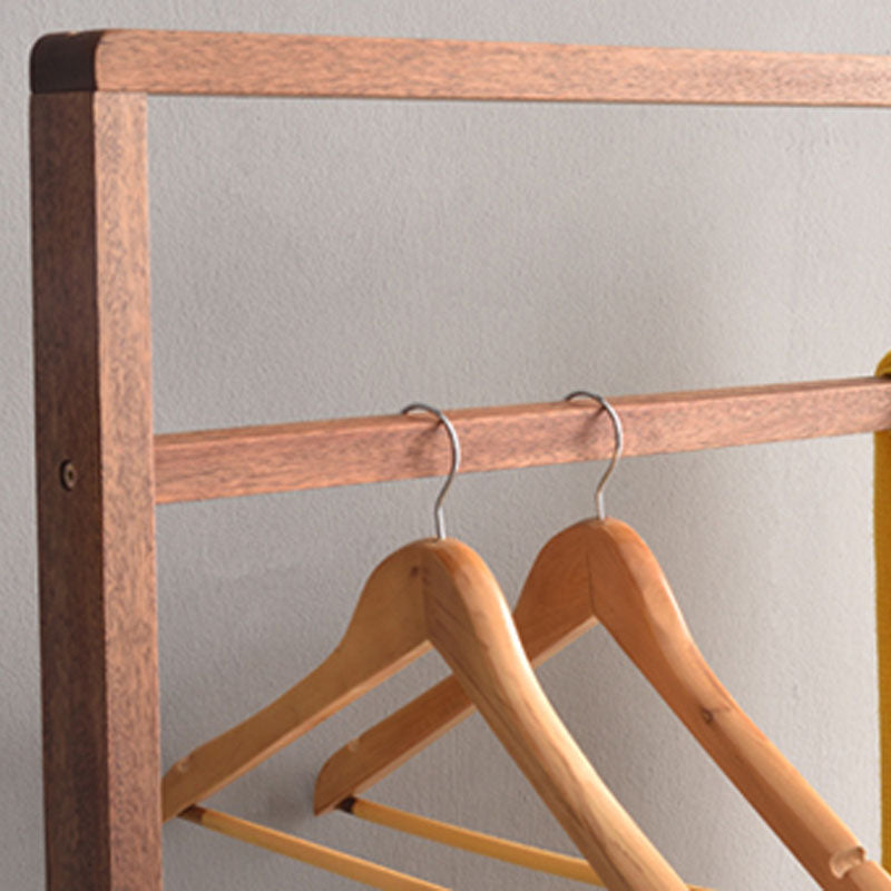 Contemporary Style Coat Hanger Solid Walnut Shelve Design Coat Rack for Living Room