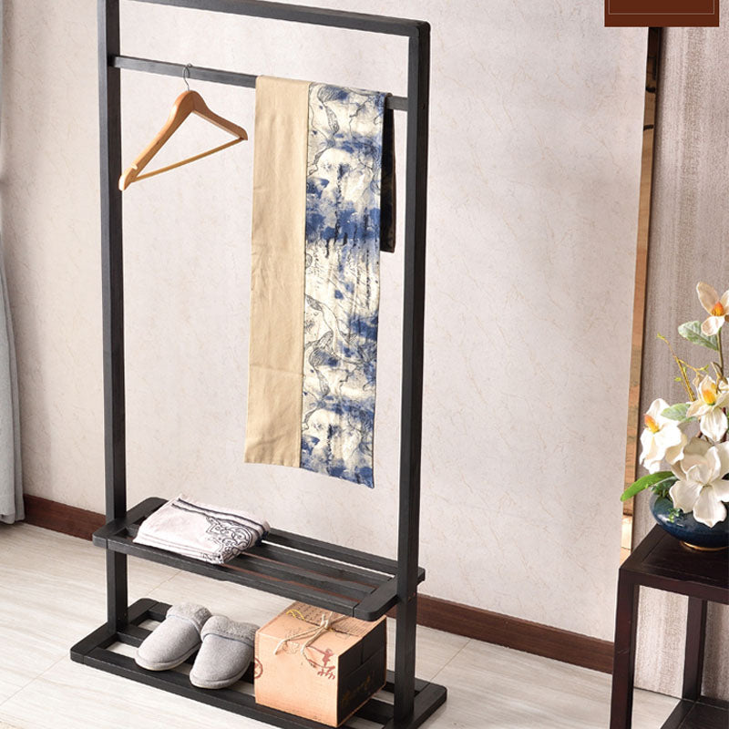 Contemporary Style Coat Hanger Solid Walnut Shelve Design Coat Rack for Living Room