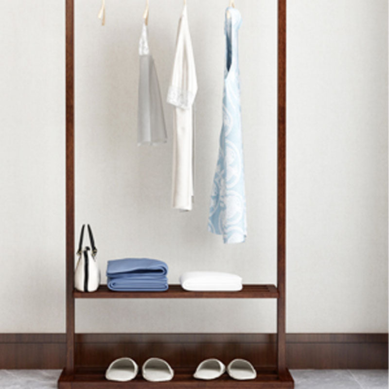 Contemporary Style Coat Hanger Solid Walnut Shelve Design Coat Rack for Living Room