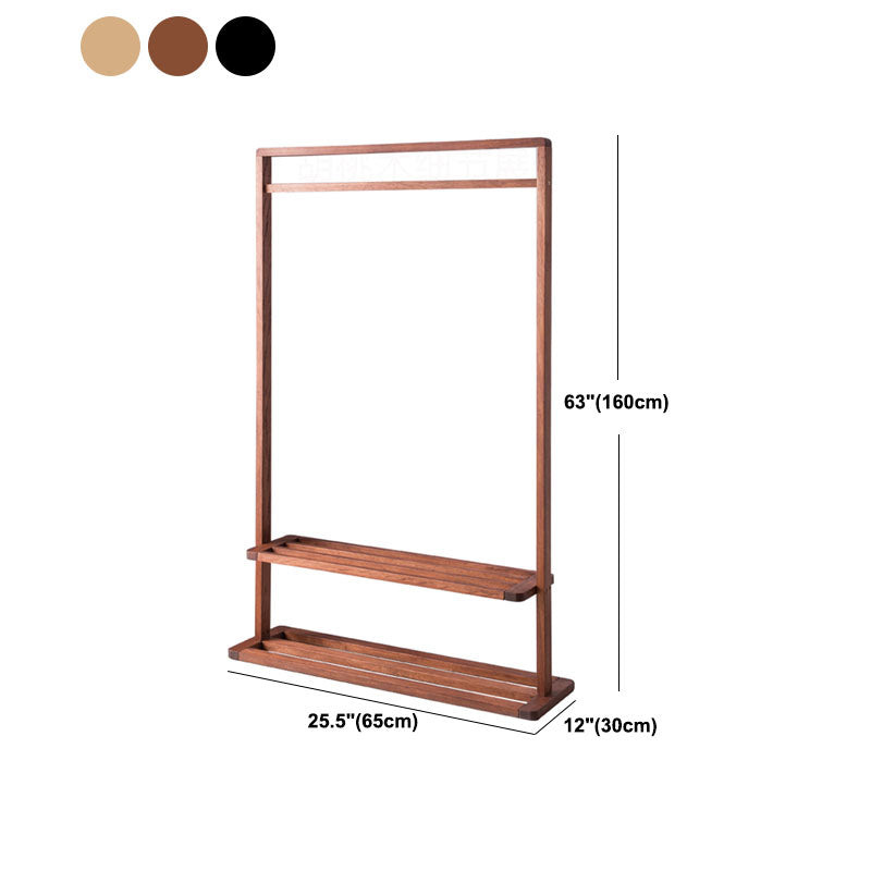 Contemporary Style Coat Hanger Solid Walnut Shelve Design Coat Rack for Living Room