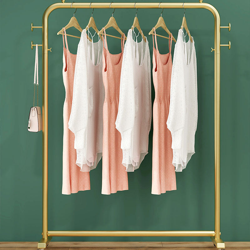 Modern Coat Rack Metal Hanging Rail and 4 Hooks Entry Hall Tree