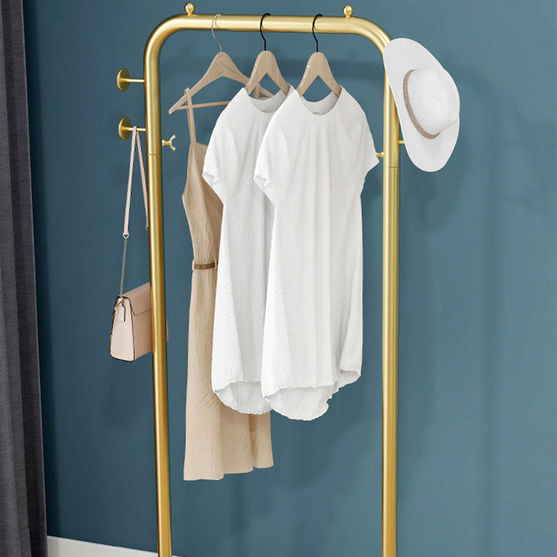 Modern Coat Rack Metal Hanging Rail and 4 Hooks Entry Hall Tree