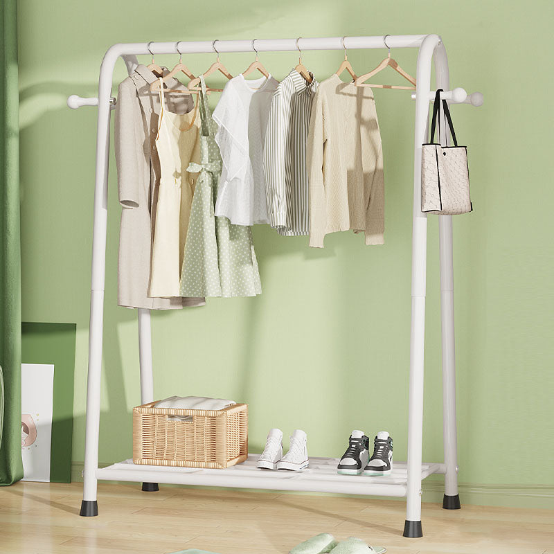 Modern Hall Stand Metal Hanging Rail Storage Shelving and 2 Hooks Hall Tree