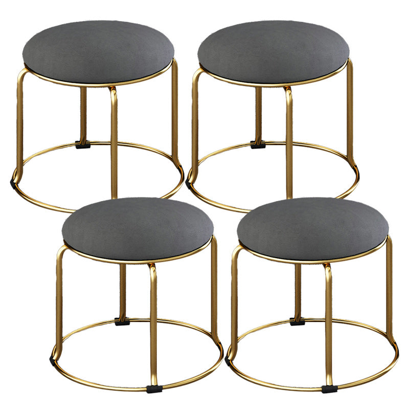 Fabric Round Pouf Plain Fade Resistant Metal Frame Contemporary Pouf