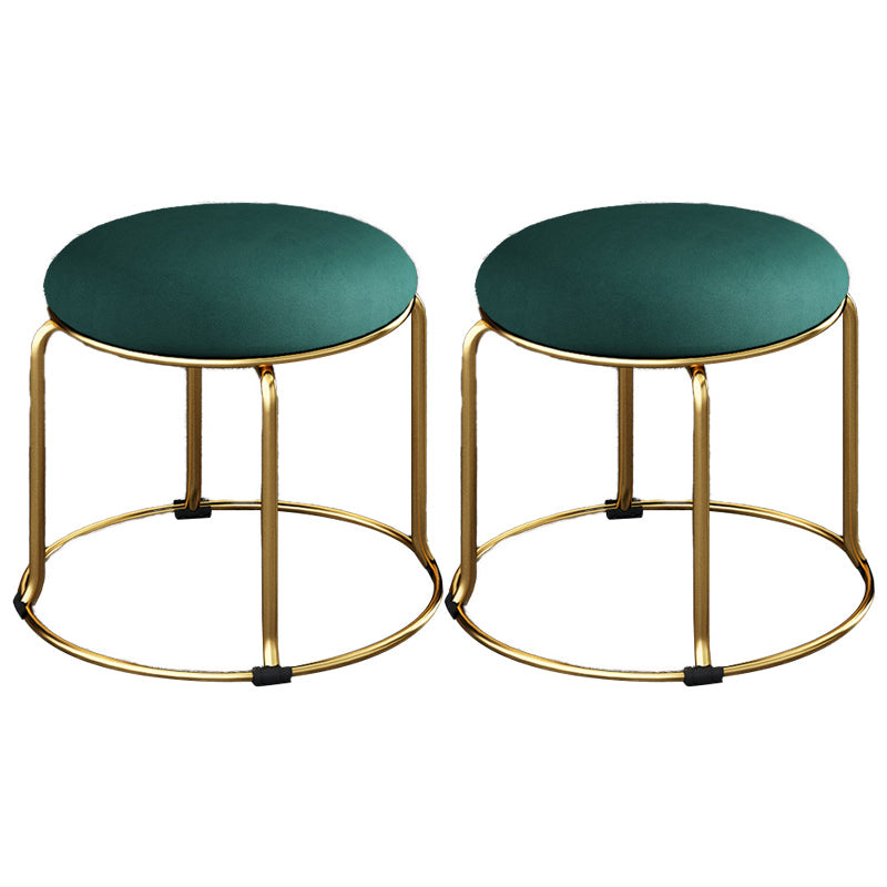 Fabric Round Pouf Plain Fade Resistant Metal Frame Contemporary Pouf