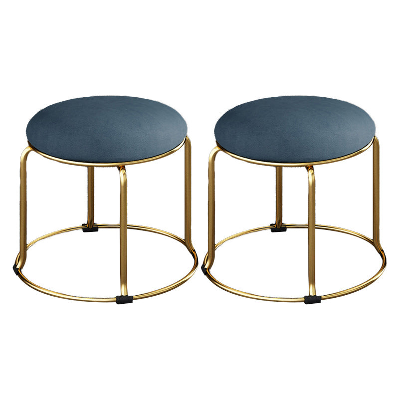 Fabric Round Pouf Plain Fade Resistant Metal Frame Contemporary Pouf