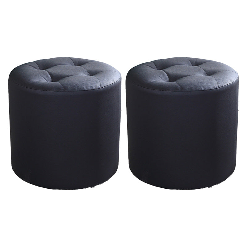 Tufted Pouf Faux Leather Cylinder Shape Water Resistant Whole Colored Pouf Ottoman
