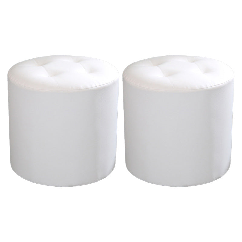 Tufted Pouf Faux Leather Cylinder Shape Water Resistant Whole Colored Pouf Ottoman