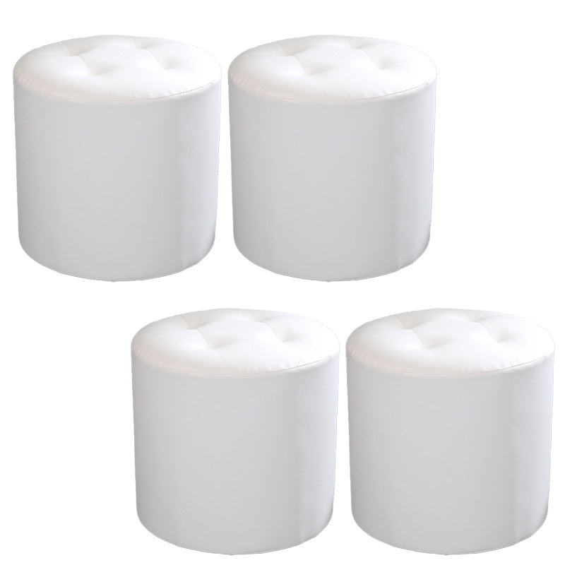 Tufted Pouf Faux Leather Cylinder Shape Water Resistant Whole Colored Pouf Ottoman