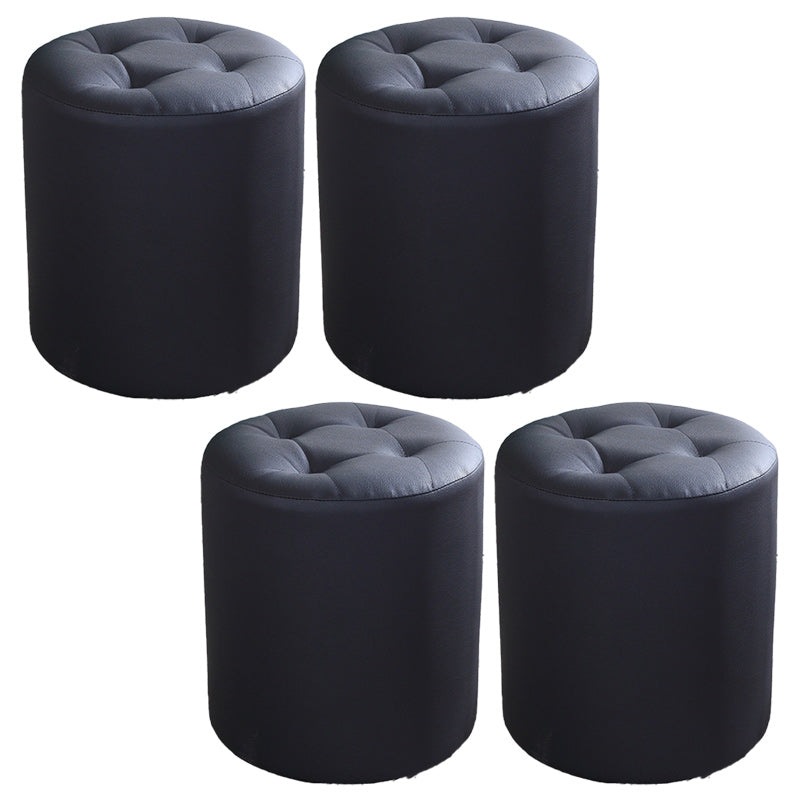 Tufted Pouf Faux Leather Cylinder Shape Water Resistant Whole Colored Pouf Ottoman
