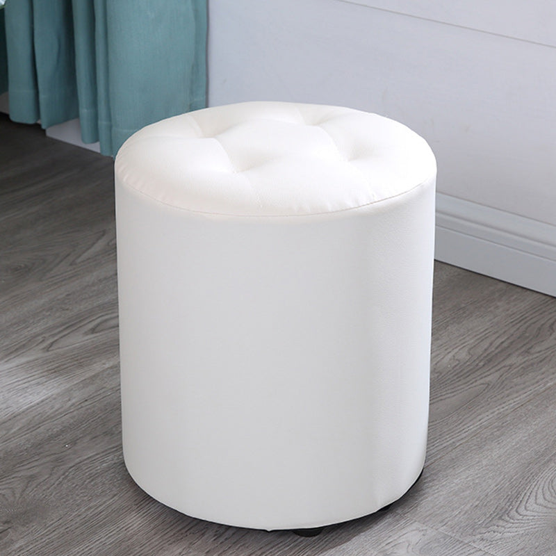 Tufted Pouf Faux Leather Cylinder Shape Water Resistant Whole Colored Pouf Ottoman