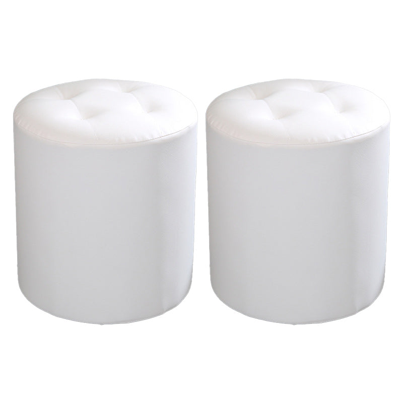 Tufted Pouf Faux Leather Cylinder Shape Water Resistant Whole Colored Pouf Ottoman